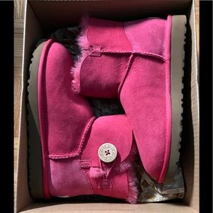 UGG Pink Mini Bailey Button Boot